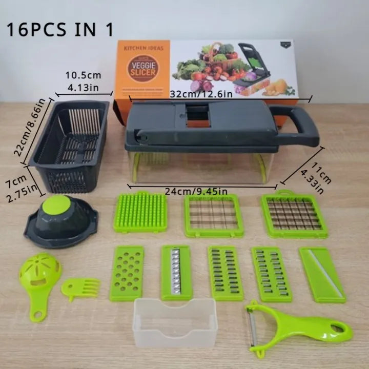 16-in-1 Multifunction Vegetable Cutter & Slicer | Premium Chopper for Kitchen