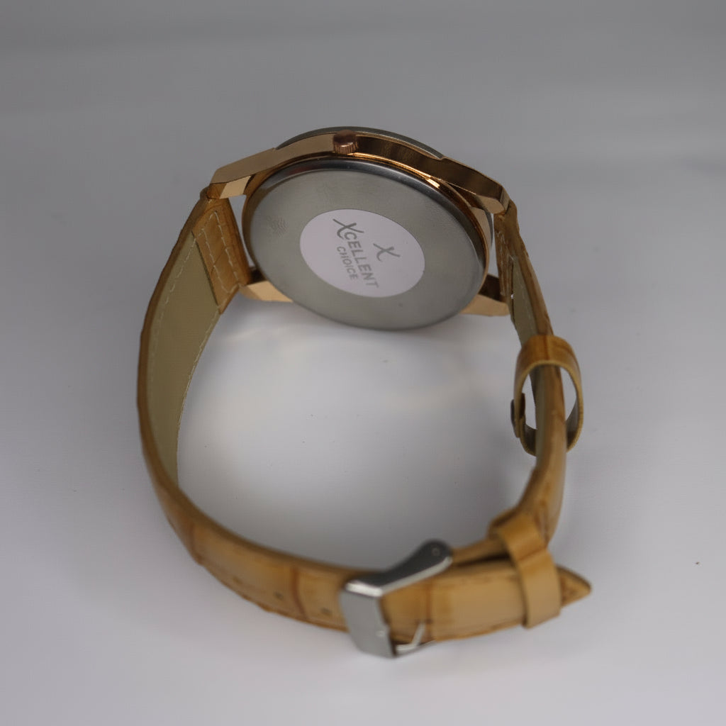 Xcellent Chic Leather & Rose Gold Watch
