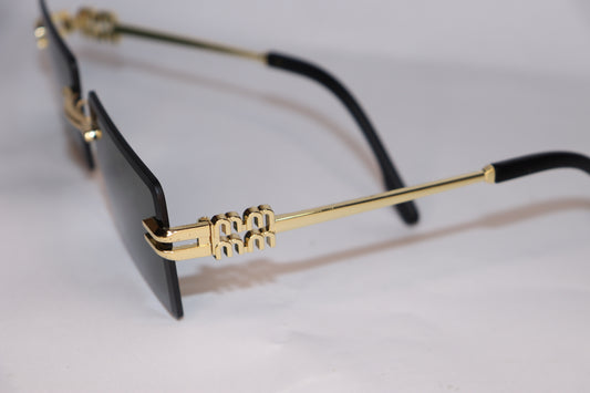 Glasses with gold frame and black arms