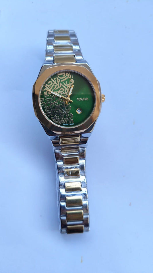 Rado Green Dial Luxury Watch with Gold and Silver Stainless Steel Band