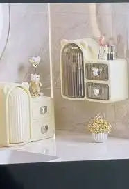 Bear Plastic Cosmetic Organizer with Drawers,