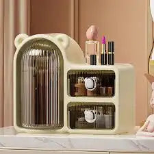 Bear Plastic Cosmetic Organizer with Drawers,