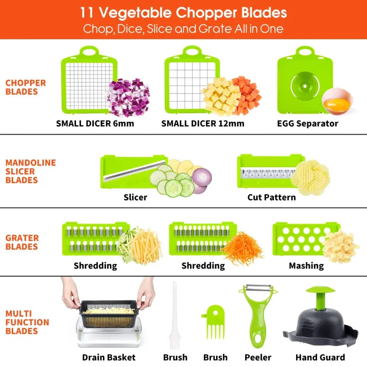 16-in-1 Multifunction Vegetable Cutter & Slicer | Premium Chopper for Kitchen