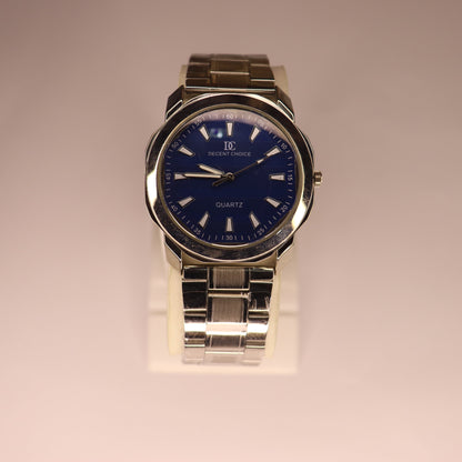 Decent Choice Men's Quartz Watch with Blue Dial and Stainless Steel Bracelet