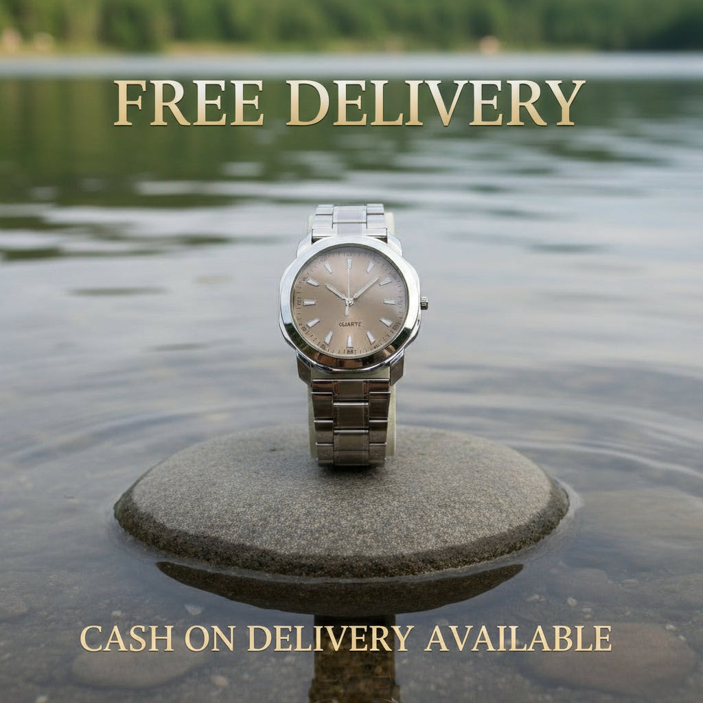 Gold wristwatch with a brown dial on a gradient background