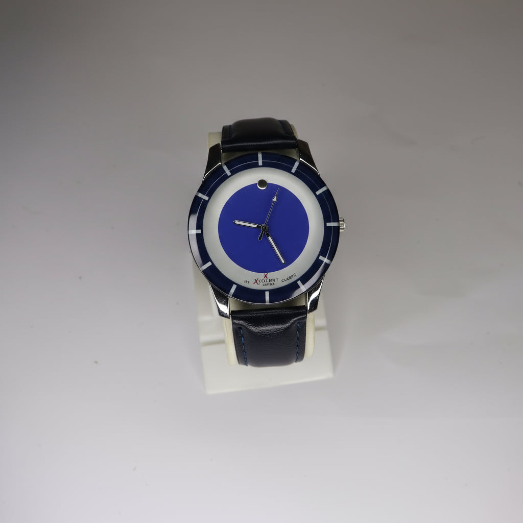 Xcellent Classic Blue Dial Leather Strap Watch