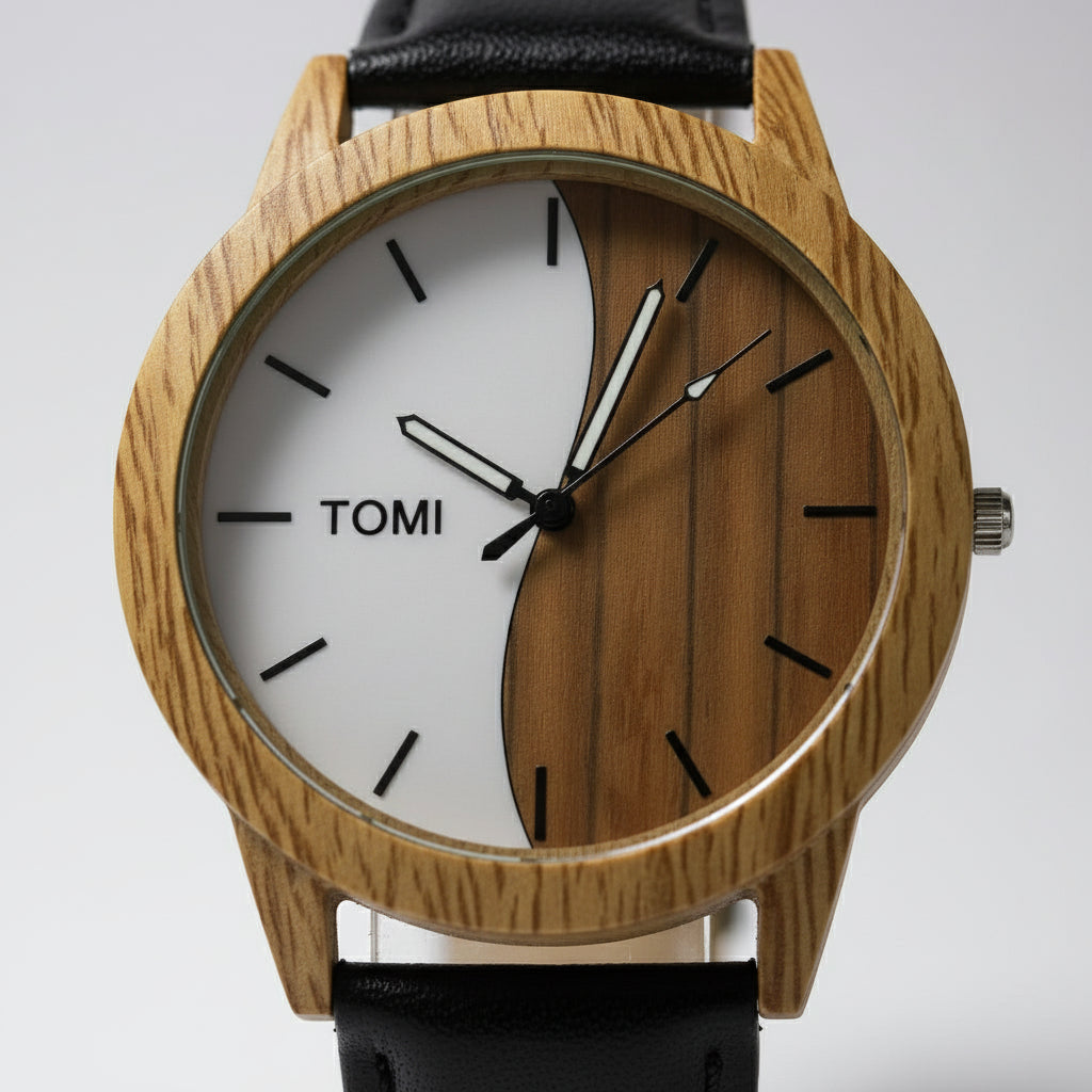 TOMI Wooden & Leather Watch – Eco-Friendly Stylish Wristwatch