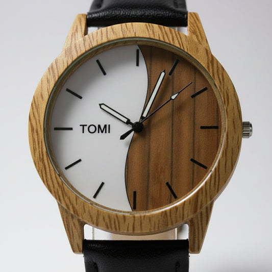 TOMI Wooden & Leather Watch – Eco-Friendly Stylish Wristwatch