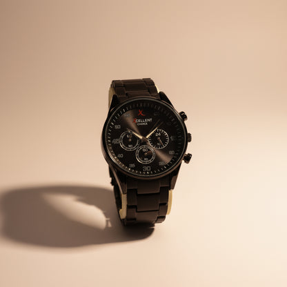 Couple's Black Chronograph Watch Set – Elegant Design for Him & Her