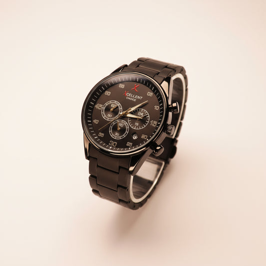 Sleek Black Chronograph Watch - A Perfect Blend of Style & Function