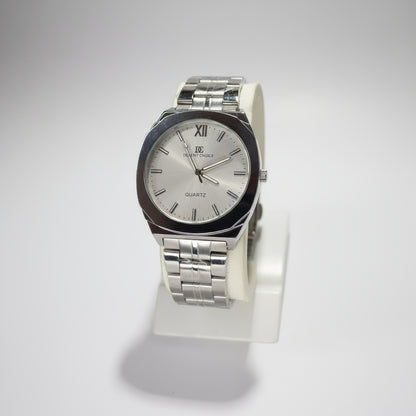Silver Watch with White Dial