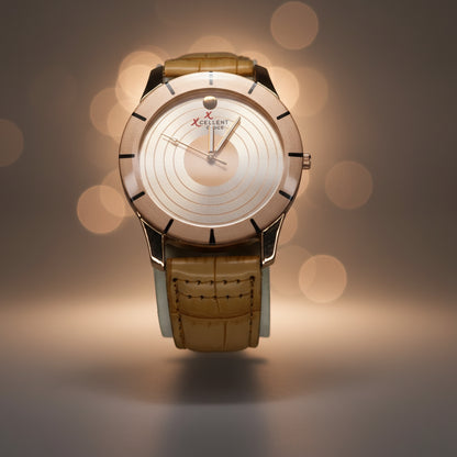 Xcellent Chic Leather & Rose Gold Watch