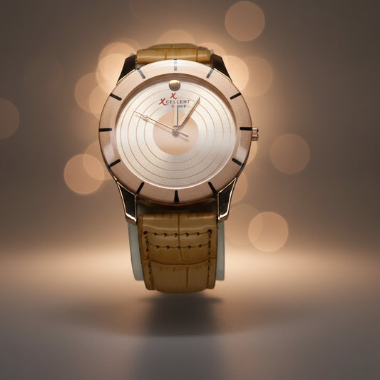 Xcellent Chic Leather & Rose Gold Watch