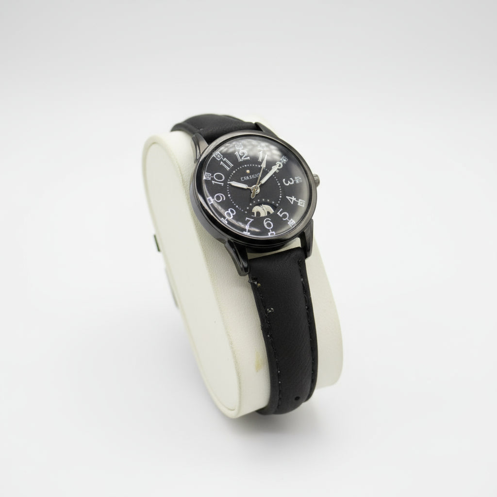 Elegant Women's Casual Black Leather Strap Watch