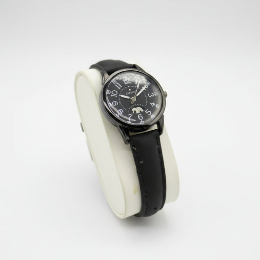 Elegant Women's Casual Black Leather Strap Watch