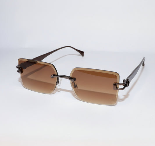 Rectangular sunglasses with brown lenses