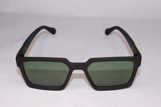Black sunglasses with green lenses