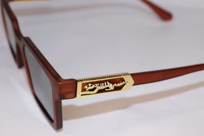 Brown Sunglasses With Gold Assents