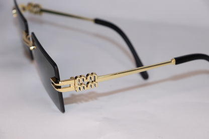 Glasses with gold frame and black arms
