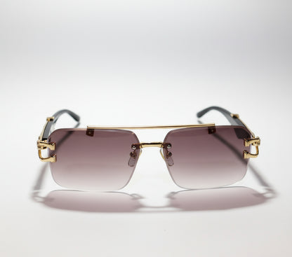 Gold-framed sunglasses with gradient lenses