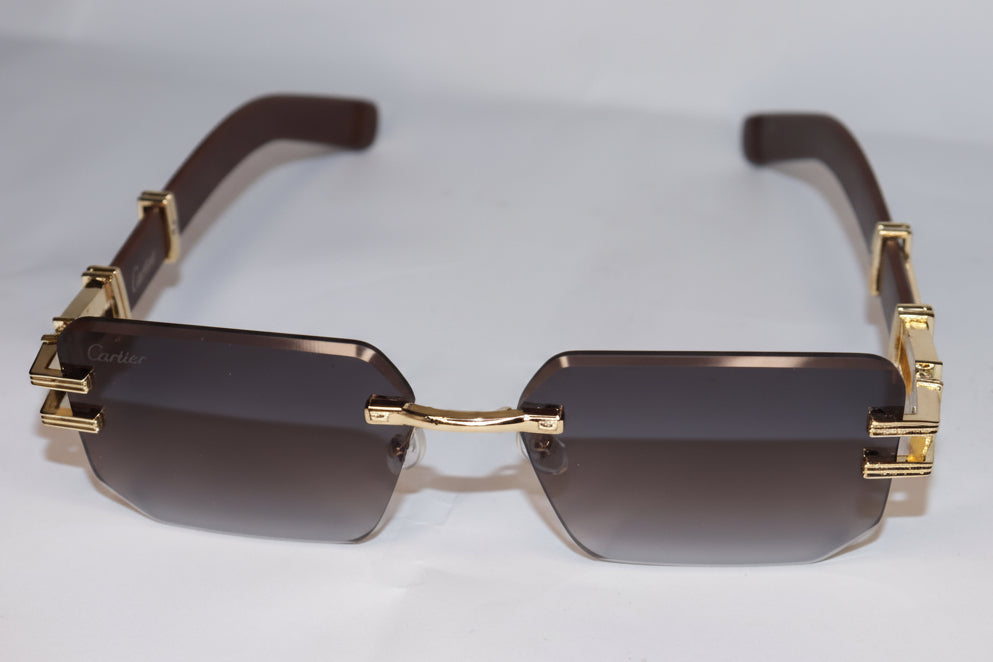 Sunglasses with gold frame and brown arm With New Design