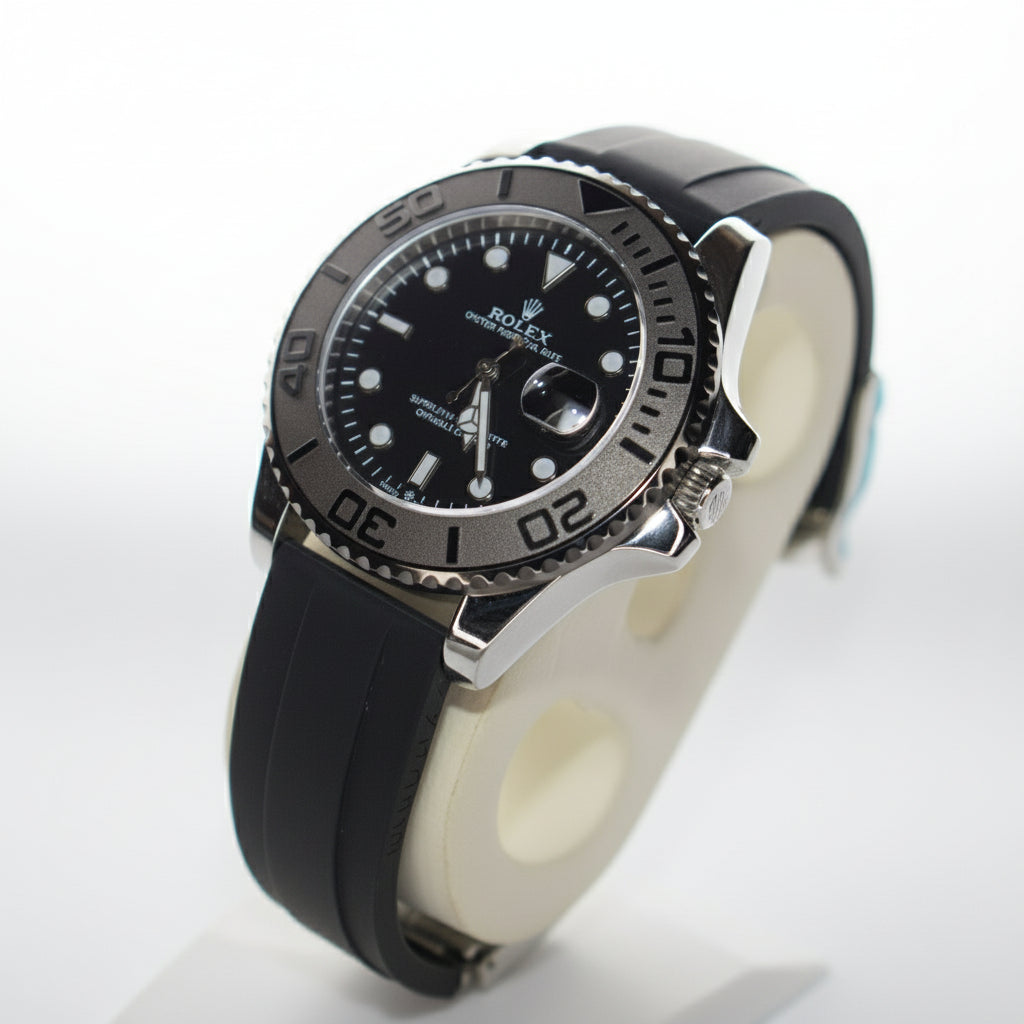 Rolex-Style Luxury Diver Watch – Black Dial & Rubber Strap