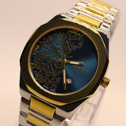 Rado Ceramic and Stainless Steel Blue Dial Watch with Gold Detailing