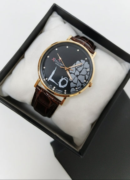 Xcellent Choice Analog Wristwatch – Love Heart Dial, Leather Strap