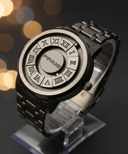PRUIS Rotating Dial Metal Wristwatch – Bold, Modern & Futuristic Design