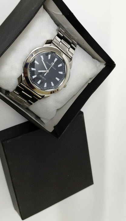 Decent Choice Classic Silver Wristwatch – Sleek Design with Black Dial