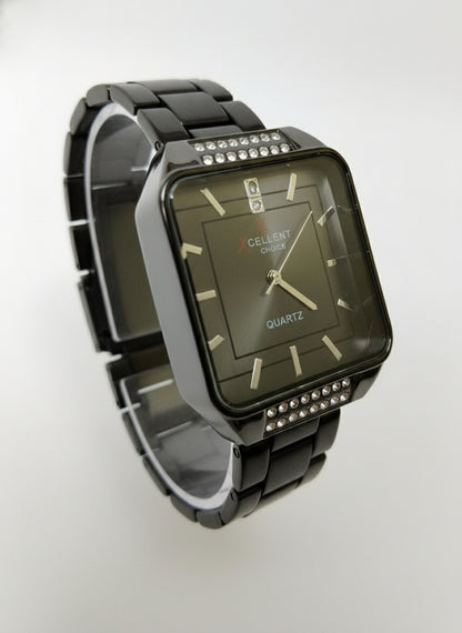 Xcellent Choice Square Quartz Watch with Crystal Accents