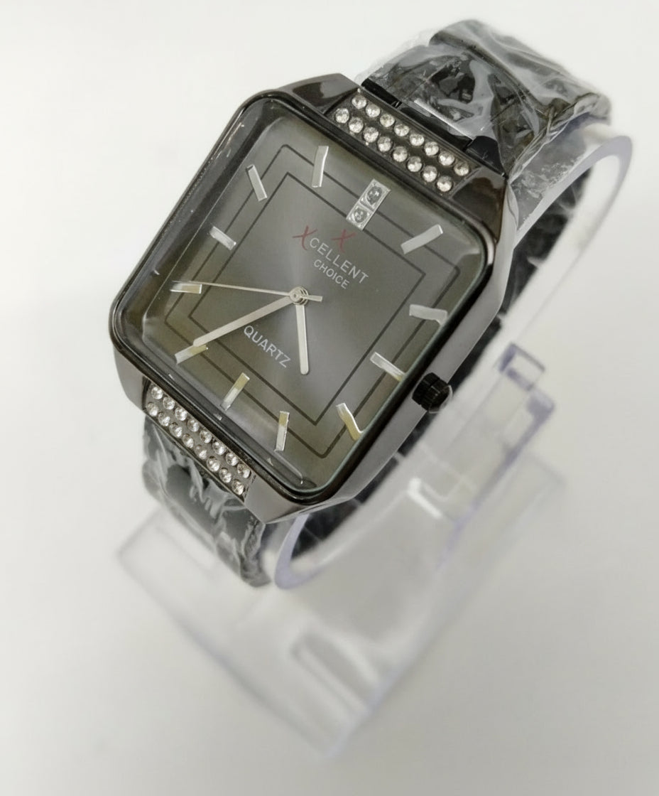 Xcellent Choice Square Quartz Watch with Crystal Accents