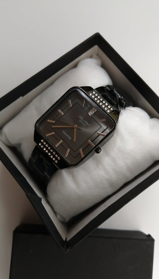 Xcellent Choice Square Quartz Watch with Crystal Accents