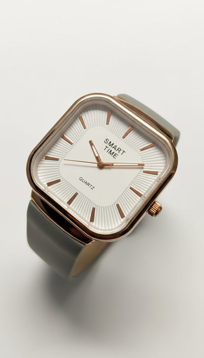 Smart Time Stylish Square-Dial Quartz Watch