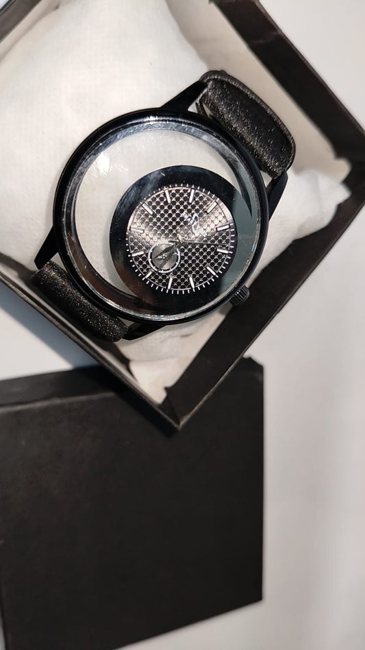 Stylish Black Analog Women’s Wrist Watch | Glossy Floating-Dial Design | Premium Leather Strap | Fashion Casual Watch for Girls & Ladies