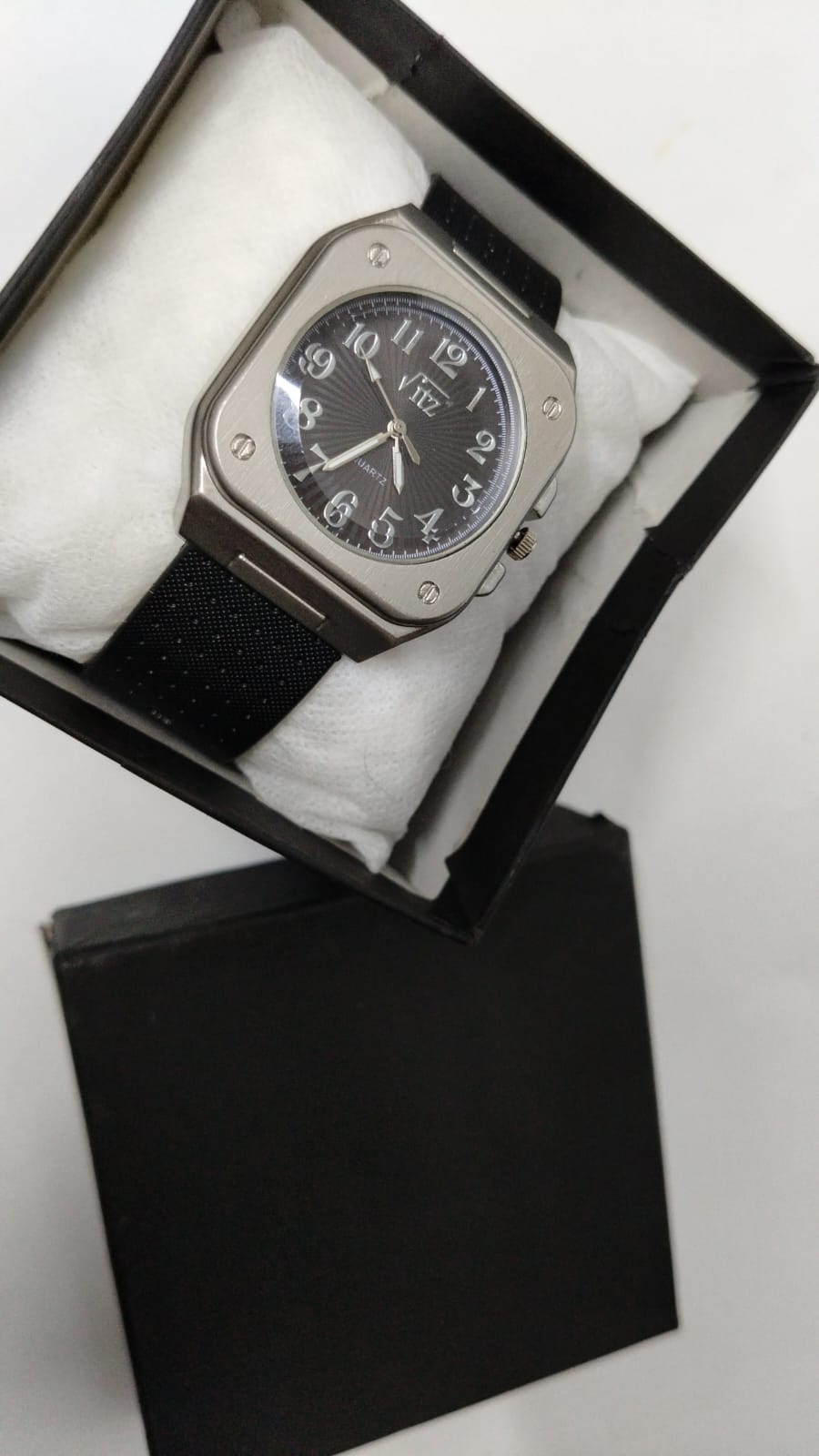 Vitz Square Stainless-Steel Analog Wrist Watch for Men | Classic Black Dial | Premium Quartz Movement | Casual & Formal Wear