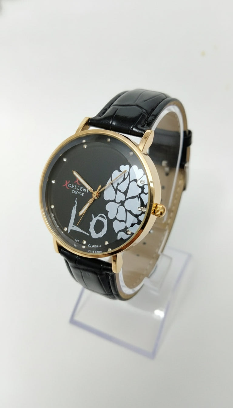 Xcellent Choice Analog Wristwatch – Love Heart Dial, Leather Strap