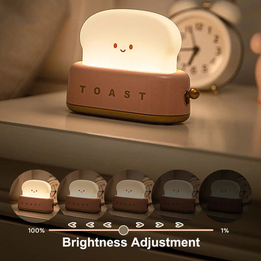 Cute Toast Night Light with Adjustable Brightness –